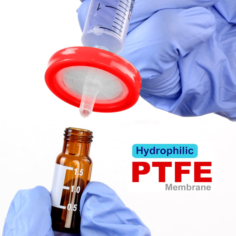  [AUSTRALIA] - Biocomma Syringe Filters PTFE Membrane - Hydrophilic Filtration 0.22um Pore Size (25mm,100) 25mm 100