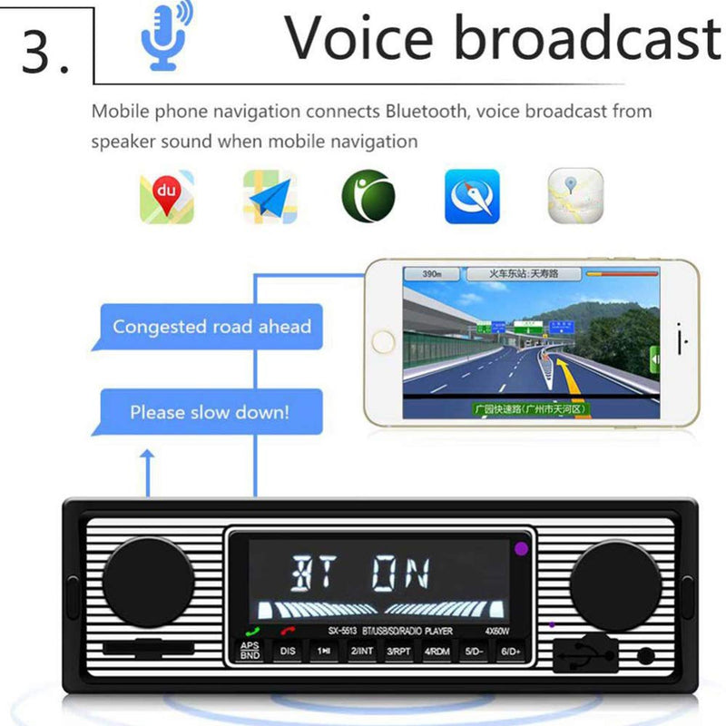 PolarLander 12V Bluetooth Car Stereo,4x45W Car Audio FM Radio, MP3 Player USB/SD/AUX Hands Free Calling with Wireless Remote Control - LeoForward Australia