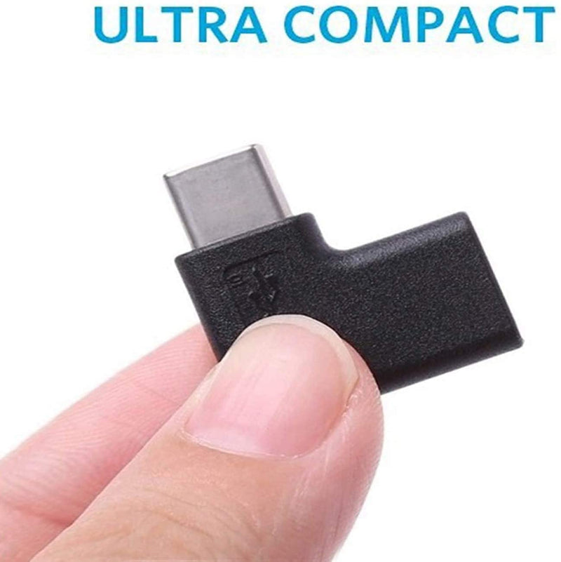 GodSpin USB C Angle Adapter [2 Pack] 90 Degree USB C Type C Male to Female Adapter, Right & Left Angled USB-C USB 3.1 Type-C Extension for Laptop & Tablet (USB-C 90 Deg Left/Right, Black) - LeoForward Australia