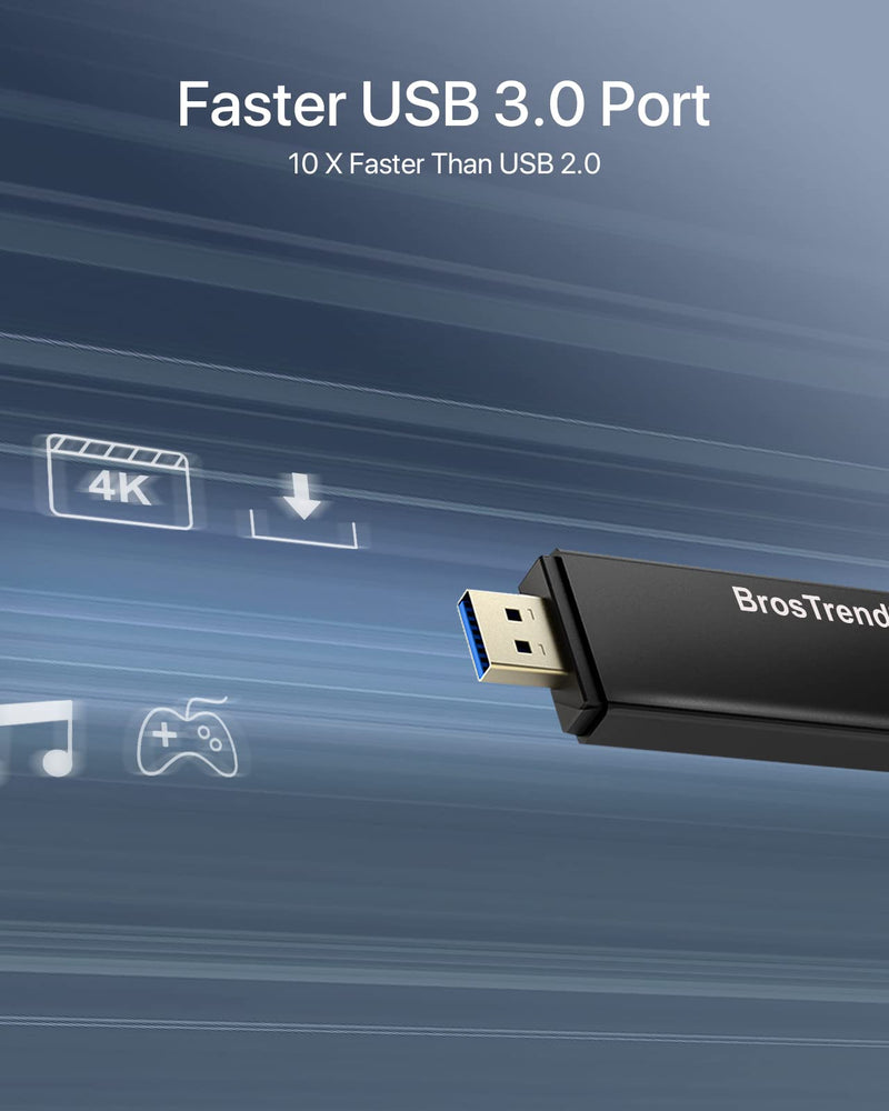  [AUSTRALIA] - BrosTrend 1200Mbps USB WiFi Network Adapter for Laptop, Desktop PC of Windows 11/10/8/7, USB 3.0, Wireless Adaptador AC1200 Dual Band 5GHz/2.4GHz