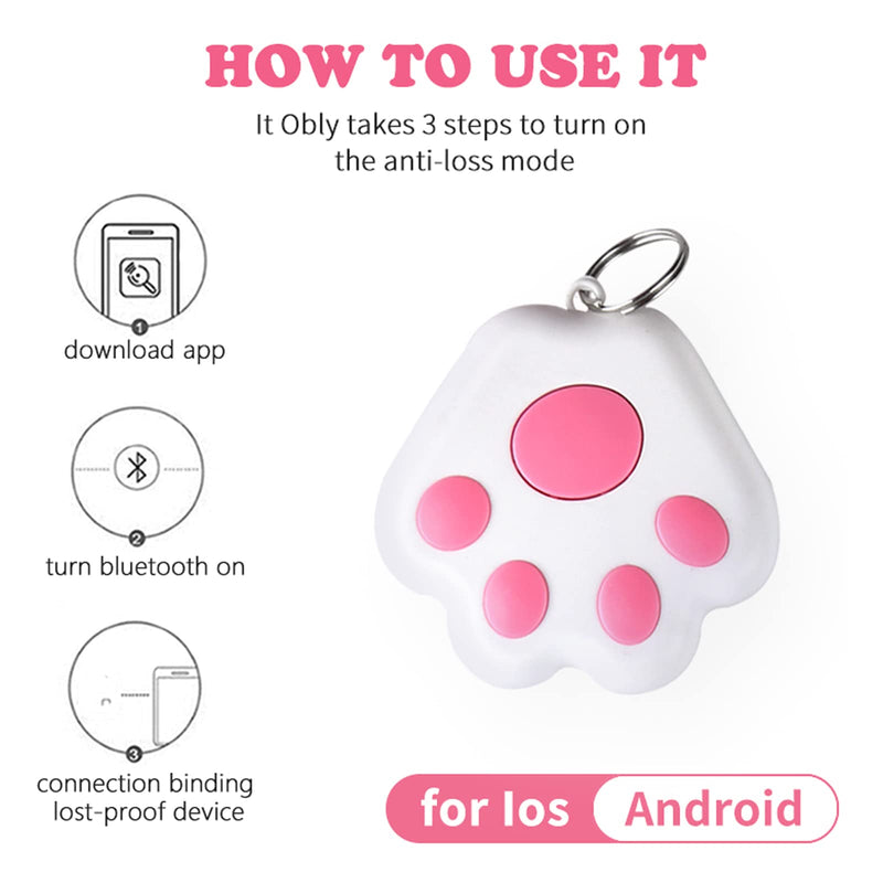  [AUSTRALIA] - 1 Pack New Mini Dog GPS Tracking Device,Portable Intelligent Anti-Lost Device for Luggages/ Kid/ Pet Bluetooth Alarms,No Monthly Fee App Locator-Pink Pink