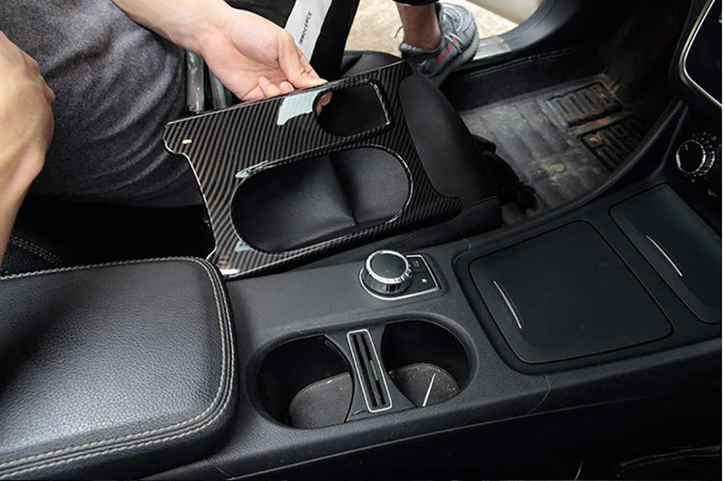  [AUSTRALIA] - YIWANG Carbon Fiber Interior Control Cup Holder Cover Trim for Mercedes Benz A/GLA/CLA Class C117 W117 W176 X156 2012-2018 Left Hand Drive Auto Accessories