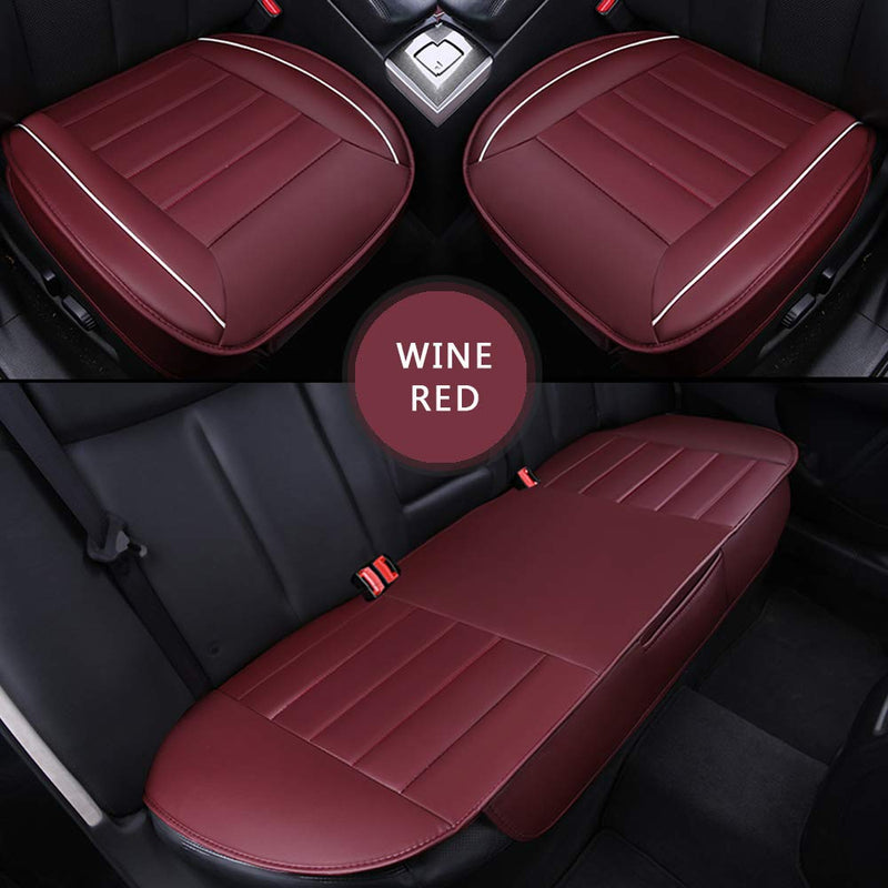  [AUSTRALIA] - Lucky Monet 3D Universal Deluxe Car Seat Cover PU Leather Full Surround Pad Mat for Auto Chair Cushion (Red, Front Seat, 2Pcs) 2Pcs Front Seat Red