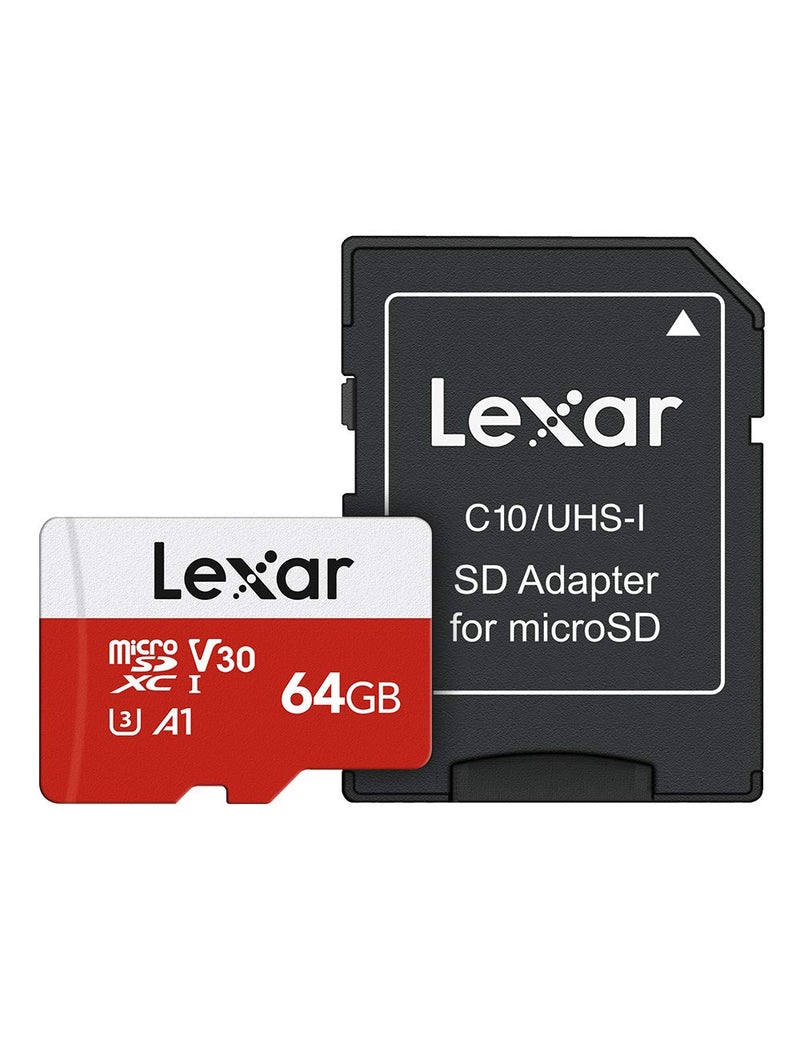  [AUSTRALIA] - Lexar E-Series 64GB Micro SD Card, microSDXC UHS-I Flash Memory Card with Adapter, 100MB/s, C10, U3, A1, V30, Full HD, 4K UHD, High Speed TF Card 64GB x1