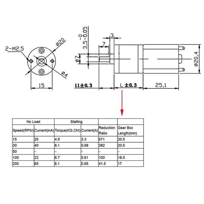  [AUSTRALIA] - Akozon Gear Motor DC 12V High Torque Turbo Electric Gear Reduction Motor Outer Diameter 20MM Total Metal Speed Reduction Gear 15/30/50/100/200RPM 15 RPM