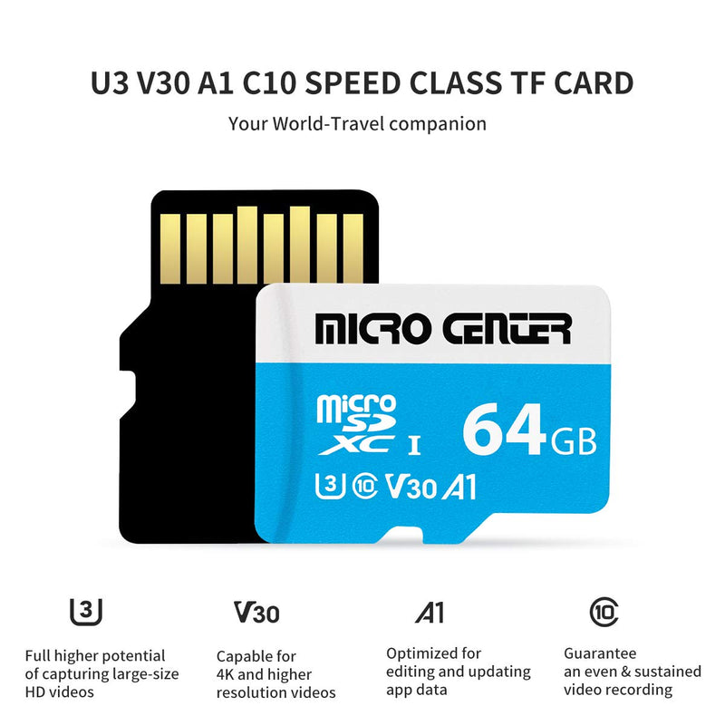  [AUSTRALIA] - Micro Center 64GB microSDXC Card 2 Pack, Nintendo-Switch Compatible Micro SD Card, UHS-I C10 U3 V30 4K UHD Video A1 R/W Speed up to 95/30 MB/s Flash Memory Card with Adapter (64GB x 2) 64GB x 2 Pack