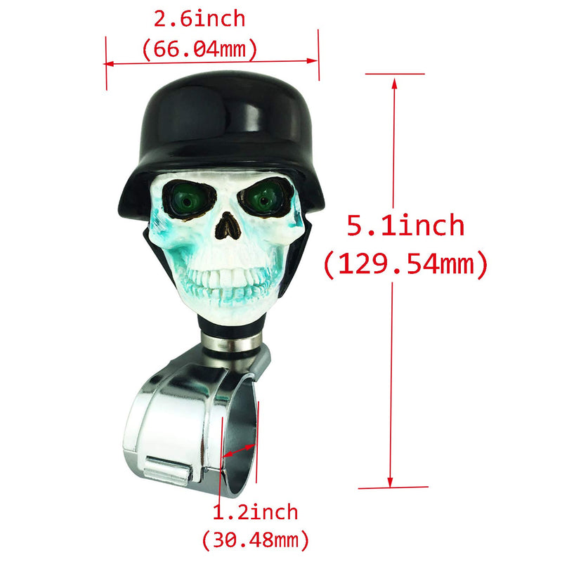  [AUSTRALIA] - Abfer Knob for Steering Wheel Skull Car Handle Turning Aid Helper Spinner Ball Suicide Knobs with Copper Yellow Hat Soldier Style Fit Most Vehicles Trucks Boats Black