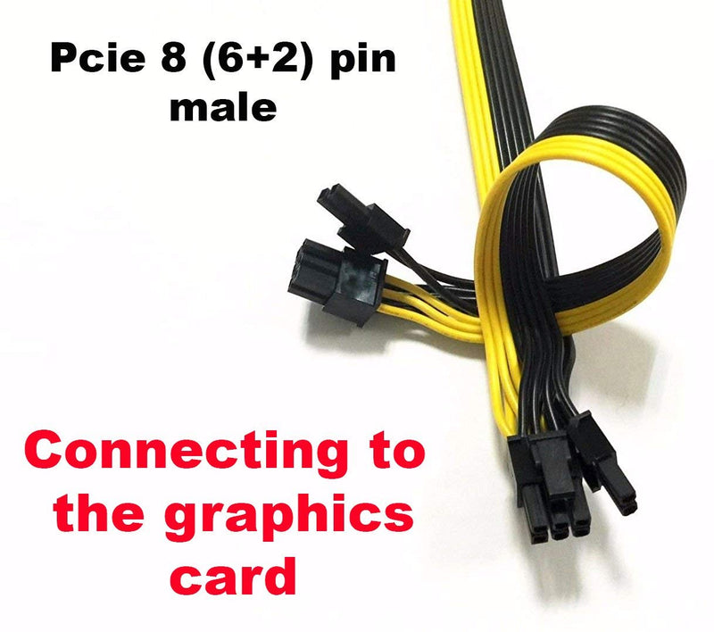  [AUSTRALIA] - PCI-e 8 Pin Male to Dual 8 Pin (6+2) Male PCI Express Power Adapter Cable for EVGA Modular Power Supply Cable for Graphics Video Card 8 pin Splitter 25+10 inches TeamProfitcom