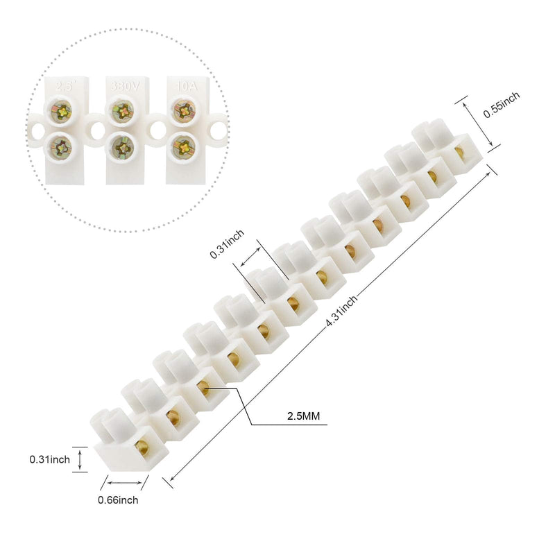  [AUSTRALIA] - GUBCUB Terminal Block Set, 7 Pieces 12 Position Dual Row Terminal Strip Electrical Barrier Wire Connector Block, 10A 380V 12 Position Terminal Block Set