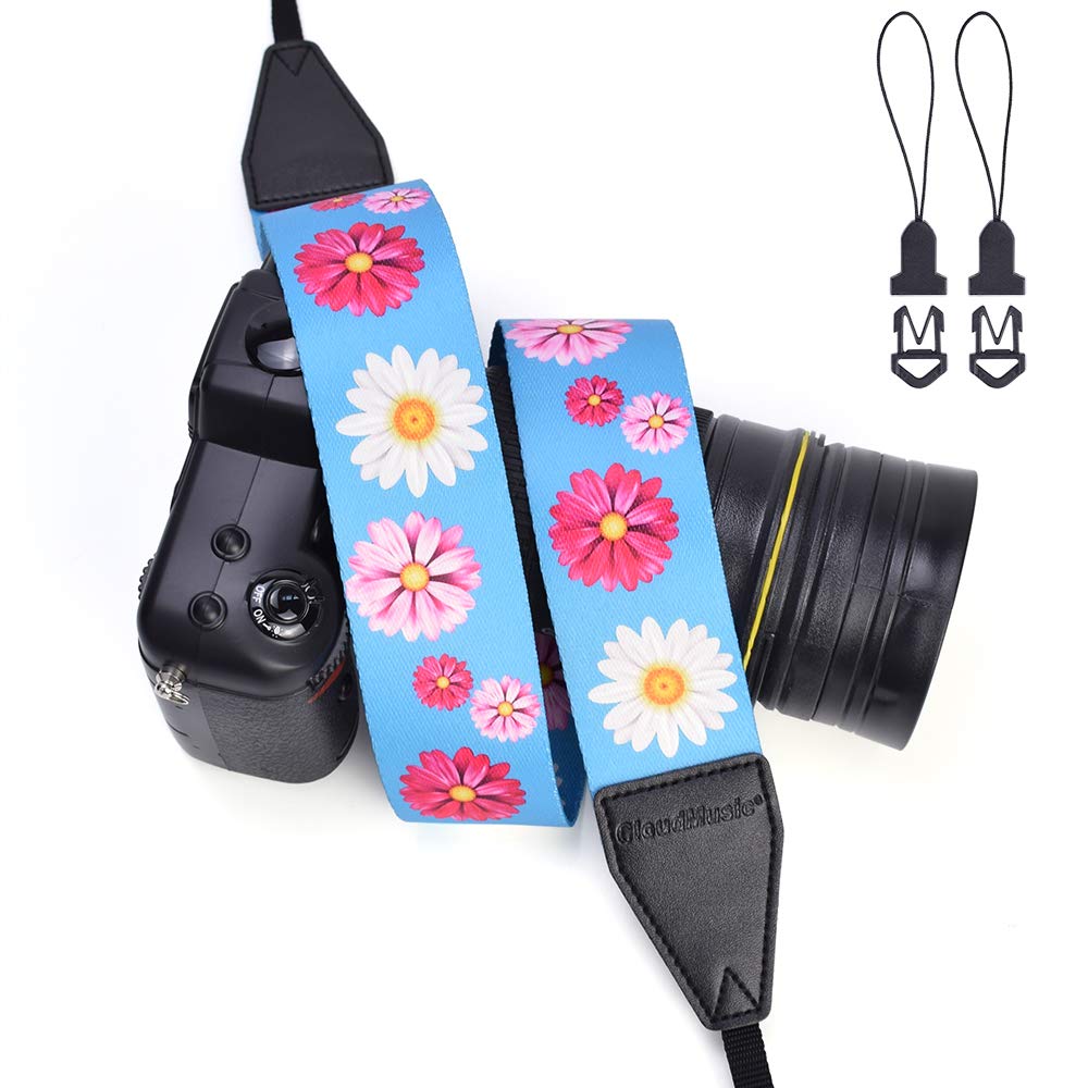  [AUSTRALIA] - CLOUDMUSIC Camera Strap Jacquard Weave Neck Strap For Girls Men Women Floral Series(Colorful Daisy) Colorful Daisy