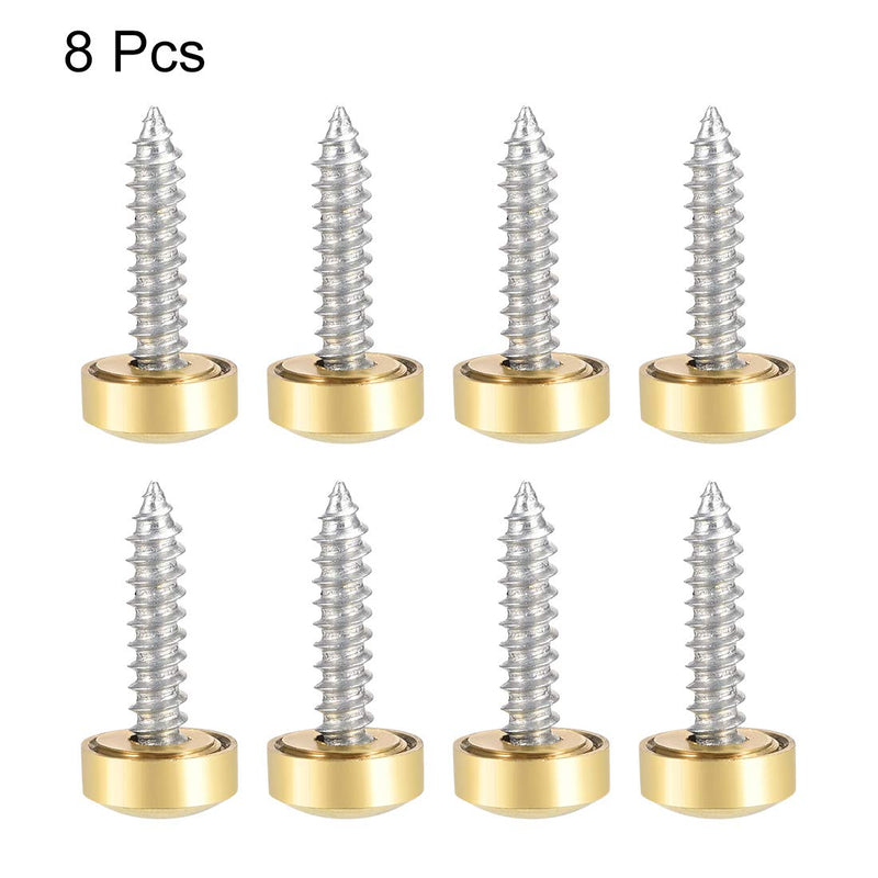  [AUSTRALIA] - uxcell Mirror Screws Decorative Caps Cover Nails Polished Gold 10mm 8pcs