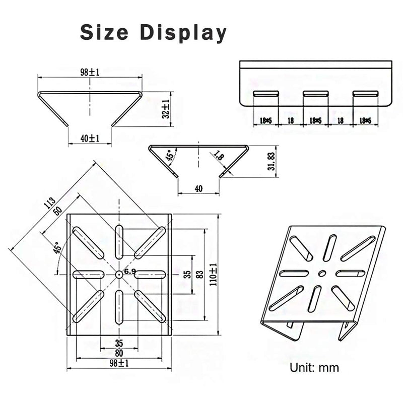  [AUSTRALIA] - Universal Vertical Pole Mount Adapter Bracket for CCTV Security Camera PTZ Dome Vertical Pole Mounting Bracket Black with 4 Loops 2 PACK