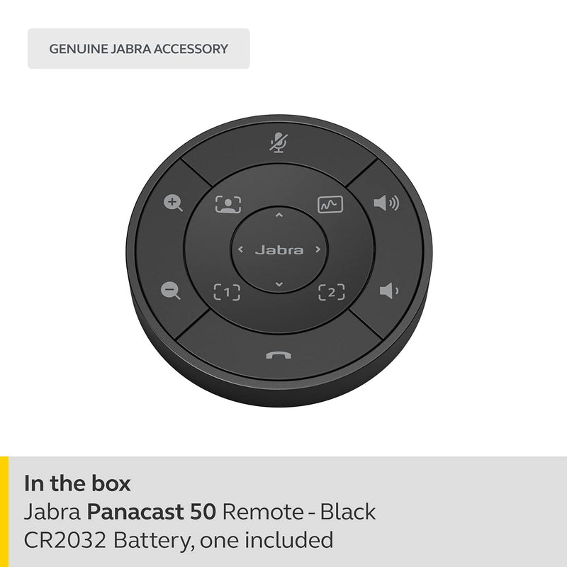  [AUSTRALIA] - Jabra PanaCast Remote Control – Jabra PanaCast 50 Intuitive Remote Control for Easy in-Room Operation Without Leaving Your Seat, Access Presets and PTZ-Controls, Adjust Volume and More, Black PanaCast 50 Remote