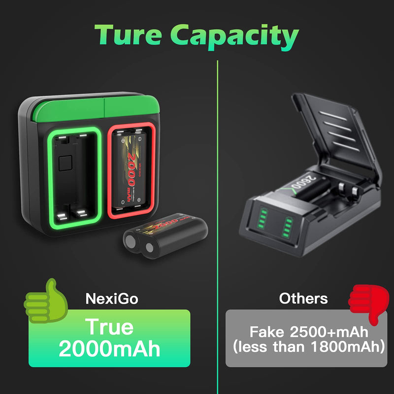  [AUSTRALIA] - NexiGo 2021 Upgraded Controller Battery Pack for Xbox/Xbox Series X|S, 2 x 2000mAh Rechargeable Battery Pack, Fast Battery Charger Station, Patented Design