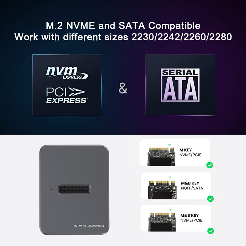  [AUSTRALIA] - Mackertop M.2 USB C SSD NVME SATA Enclosure Adapter, USB 3.1 Gen 2 10Gbps, High Speed M.2 to USB C Data Transfer External Hard Drive Enclosure, 2230/2242/2260/2280 Portable SSD for SATA NVME