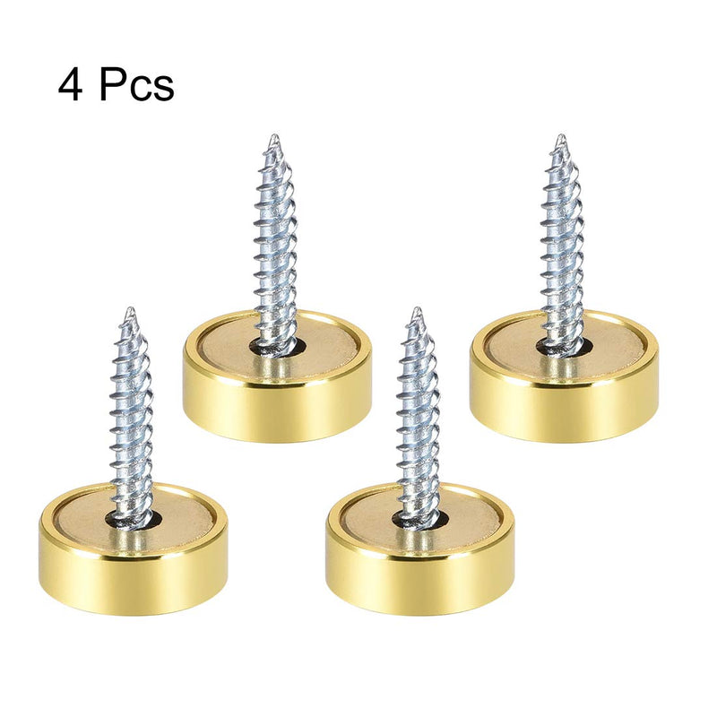  [AUSTRALIA] - uxcell Mirror Screws Decorative Cap Cover Nails Polished Gold 16mm 4pcs