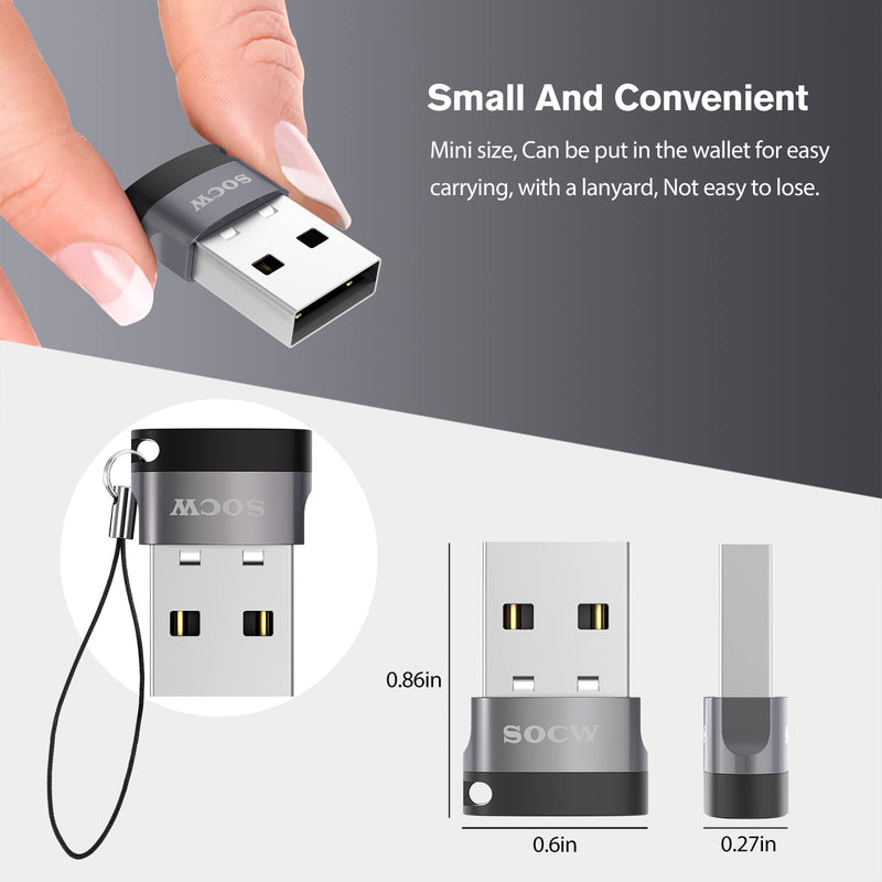  [AUSTRALIA] - USB C to USB Adapter [4 Pack] ,Type C Female to USB Male Charger Cable Adapter for iPhone 11 12 13 Mini Pro Max,iPad Air 6 Apple Watch Series 7 AirPods 3 Samsung Galaxy,Google Pixel 5 4 3 XL, Grey