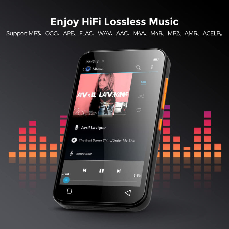  [AUSTRALIA] - TIMMKOO MP3 Player with Bluetooth, 4.0" Full Touchscreen Mp4 Mp3 Player with Speaker, Portable HiFi Sound Mp3 Music Player with Bluetooth, Voice Recorder, E-Book, Supports up to 512GB TF Card (Black) Black