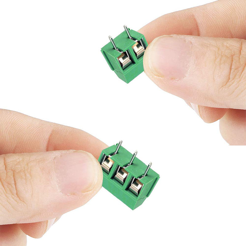  [AUSTRALIA] - YIXISI 100 pieces 5 mm 2 pin / 3 pin PCB mount screw terminal block, screw terminal connector, for Arduino (2 pin-80, 3 pin-20) green 2P + 3P