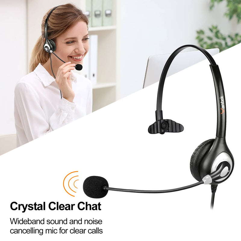  [AUSTRALIA] - Corded USB Headsets Mono with Noise Cancelling Mic and in-line Controls, Wantek UC Business Headset for Skype, SoftPhone, Call Center, Crystal Clear Chat, Super Lightweight, Ultra Comfort (UC600)