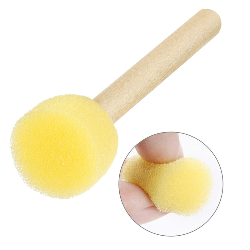 [AUSTRALIA] - 40 Pieces Round Sponge Foam Brush Set Paint Sponge Brush Wooden Handle Foam Brush Sponge Painting Tools for Kids Painting Crafts (0.6 Inch) 0.6 Inch
