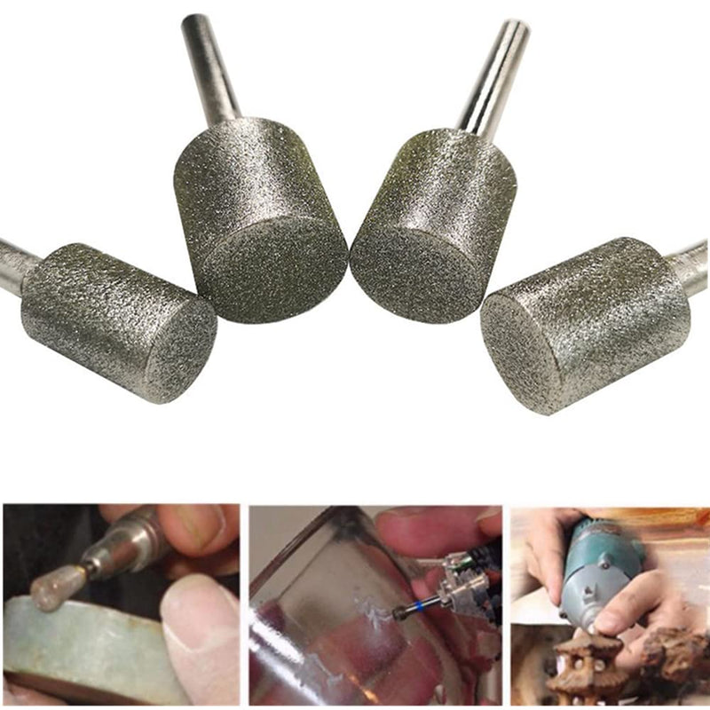  [AUSTRALIA] - Diamond Grinding Bits Kangteer 20pcs 1/8" Shank 10mm Cylindrical 120 Grit Diamond Burr Set Rotary Tools