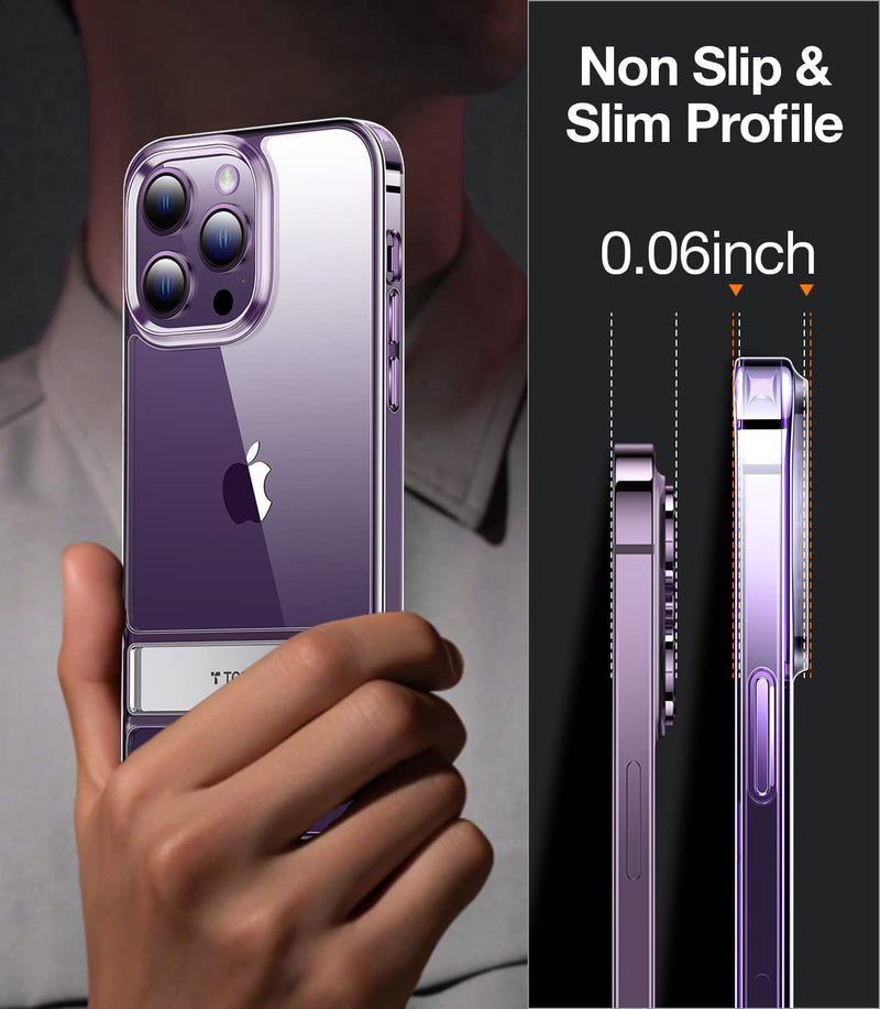  [AUSTRALIA] - TORRAS MoonClimber Designed for iPhone 14 Pro Case Clear with Stand, [10FT Military Grade Drop Tested] Ultra Clear Shockproof Slim Hard Protective Case for 14 Pro with Kickstand, Clear