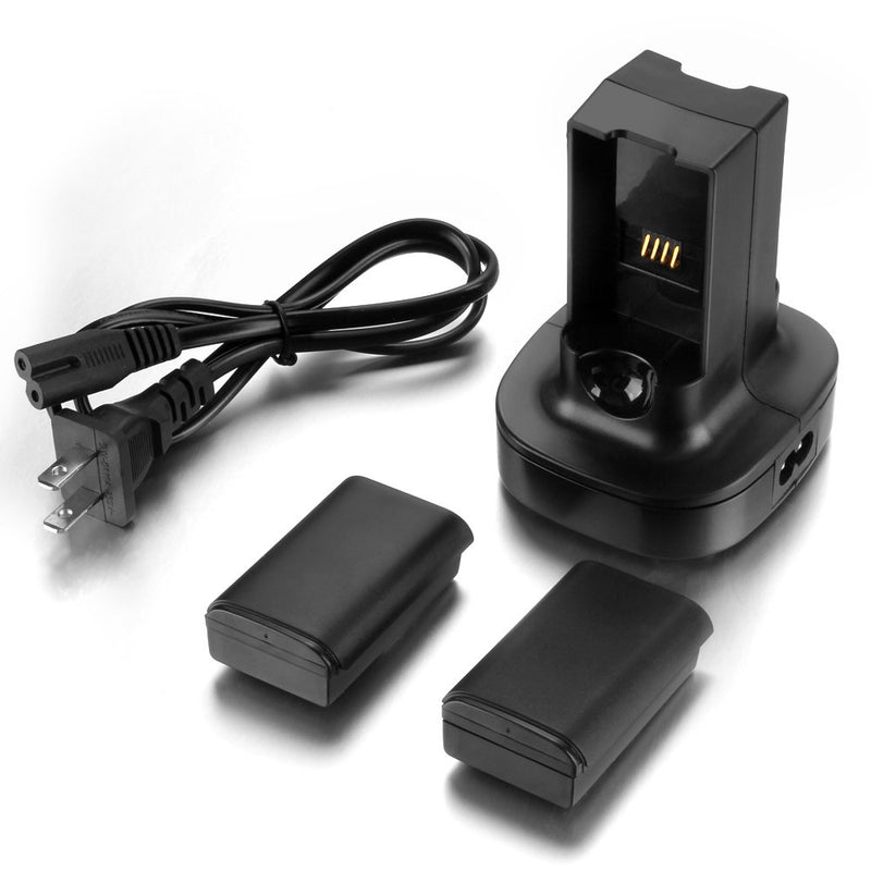  [AUSTRALIA] - for Xbox 360 2 Pack Rechargeable Battery Pack with Dual Charging Station Dock Charger Stand Base