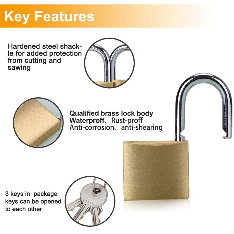  [AUSTRALIA] - ABRAFOX Solid Brass Same Keyed Padlock keyed Alike Lock-（1-9/16 inch 40mm） 2pack Samekey-2pack