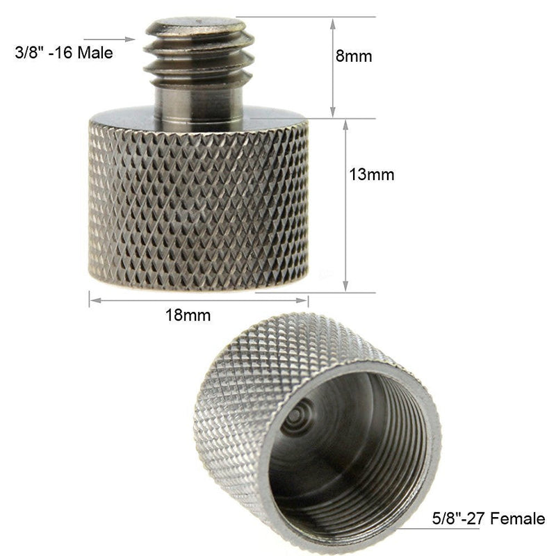  [AUSTRALIA] - CAMVATE 2 Pieces 3/8"-16 Male to 5/8"-27 Female Thread Adapter for Microphone Mounts and Stands