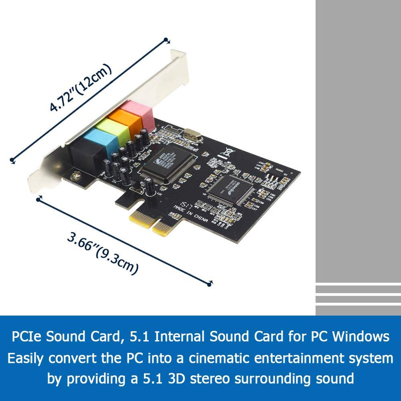  [AUSTRALIA] - GODSHARK PCIe Sound Card, 5.1 Internal Sound Card for PC Windows 8 7 with Low Profile Bracket, 3D Stereo PCI-e Audio Card, CMI8738 Chip 32/64 Bit Sound Card PCI Express Adapter
