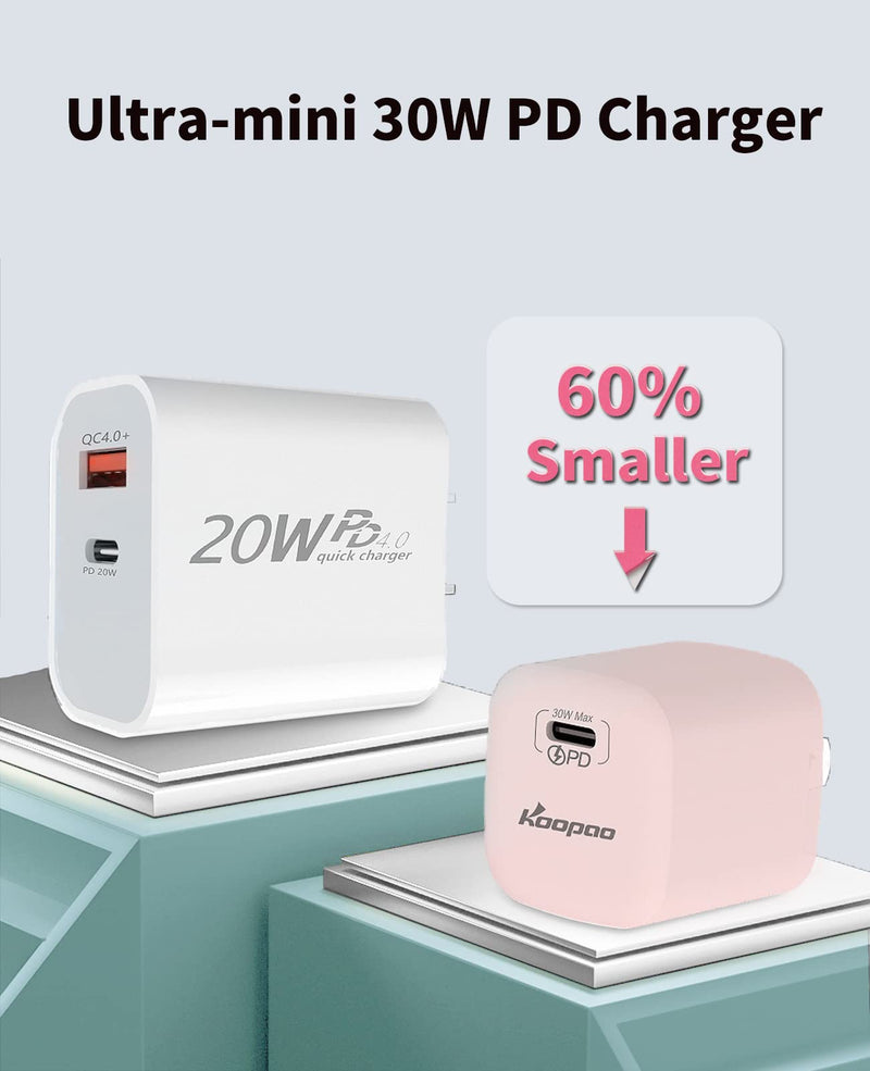  [AUSTRALIA] - USB C Charger, KOOPAO 30W Fast Charger Adapter, GaN II Compact USB-C Wall Charger Block for MacBook Air/iPhone 13/13 Pro/13 mini/12/12 Pro/12 Mini/11/SE/X,ipad,Samsung,Pixel,Galaxy,Switch ect