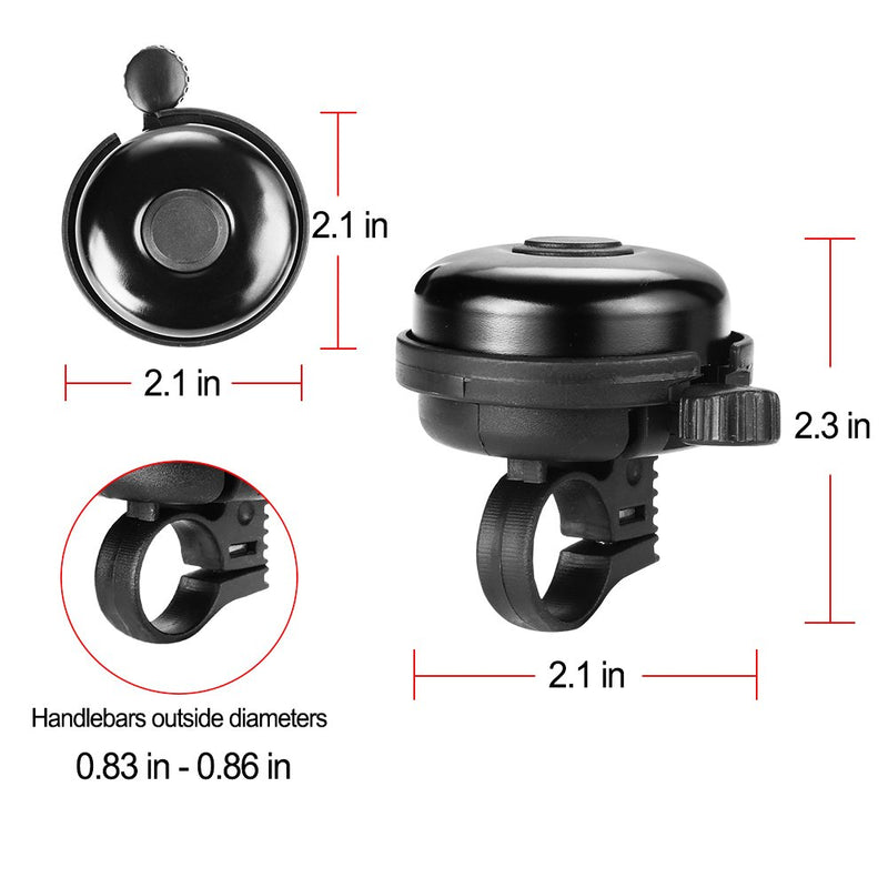 Accmor Classic Bike Bell, Aluminum Bicycle Bell, Loud Crisp Clear Sound Bicycle Bike Bell for Adults Kids Black, Black-Right Hand Use-2 pack - LeoForward Australia