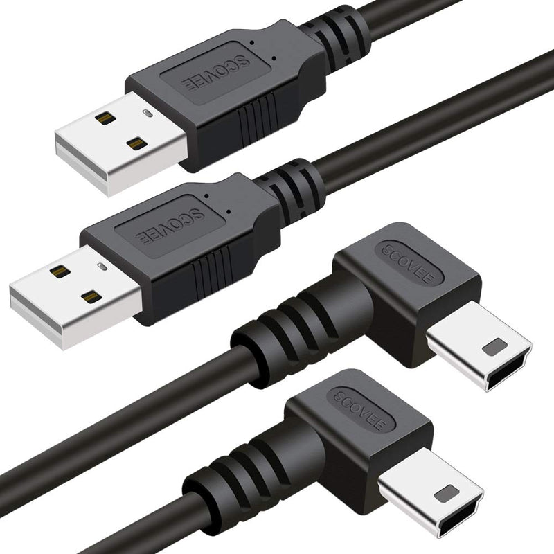  [AUSTRALIA] - Mini USB Cable 90 Degree 2Pack 6ft for Garmin Nuvi,Canon PowerShot/Rebel/EOS/DSLR/ELPH,Dash Cam,SatNav,Camcorders,Car,Camera USB Cable Right Angle Mini-B Charger Cord Data Sync Charging Adapter