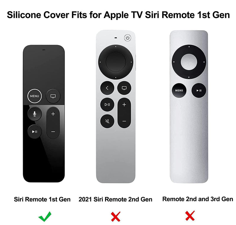 2 Pack Remote Case Compatible with Apple TV 4K/5th and 4th Generation - Auswaur Shock Proof Silicone Remote Cover Case Compatible with Apple TV 4 and 4K/5th Gen Siri Remote Controller - 2Pack Black Black + Black - LeoForward Australia
