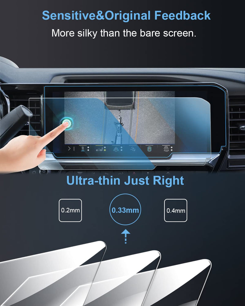  [AUSTRALIA] - WEIPIN 【Smooth as Silk】 13.4" Car Screen Protector for 2022-2024 Silverado&Sierra 1500 and 2024 Chevy Chevrolet Silverado&GMC Sierra 2500HD/3500HD Pickup Truck Accessories GPS Navigation Touchscreen 9H Hardness Tempered Glass - HD Clear