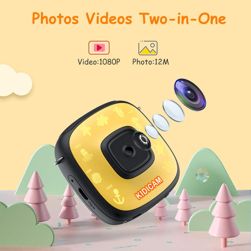  [AUSTRALIA] - Dragon Touch Kidicam 2.0 Kids Action Camera, Waterproof Digital Camera for Boys Girls 1080P Sports Camera Camcorder with 16GB Memory Card (Yellow) Yellow