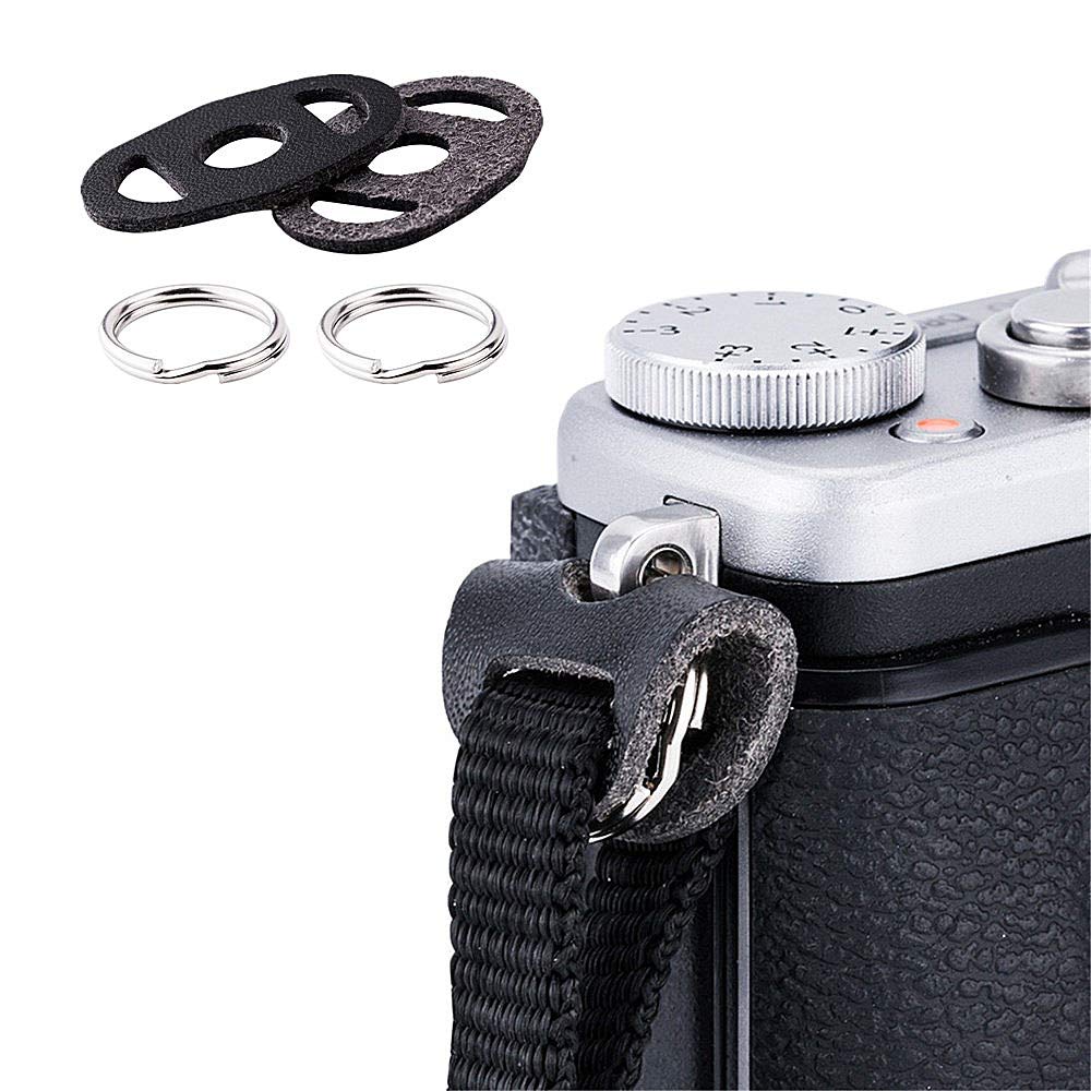  [AUSTRALIA] - Camera Strap Eyelet Lug Split O Ring Adapter & Leather Cover for Nikon ZFC Z fc Sony ZV-E10 A6600 A6500 A6400 A6300 A6100 A6000 A7C A7R IV A7S III II Fujifilm X-E4 X-T4 X-T3 X-S10 X-T30 X-Pro3 X100V