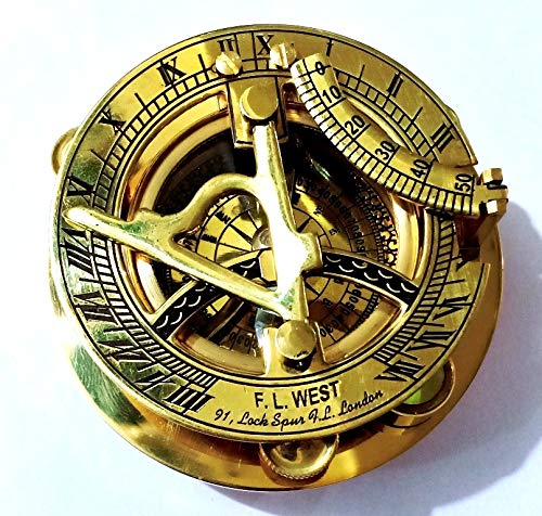  [AUSTRALIA] - NauticalMart Brass Sundial Compass 3" Nautical Gift Marine Boat Pocket Sun Dial Pirate Ship West London
