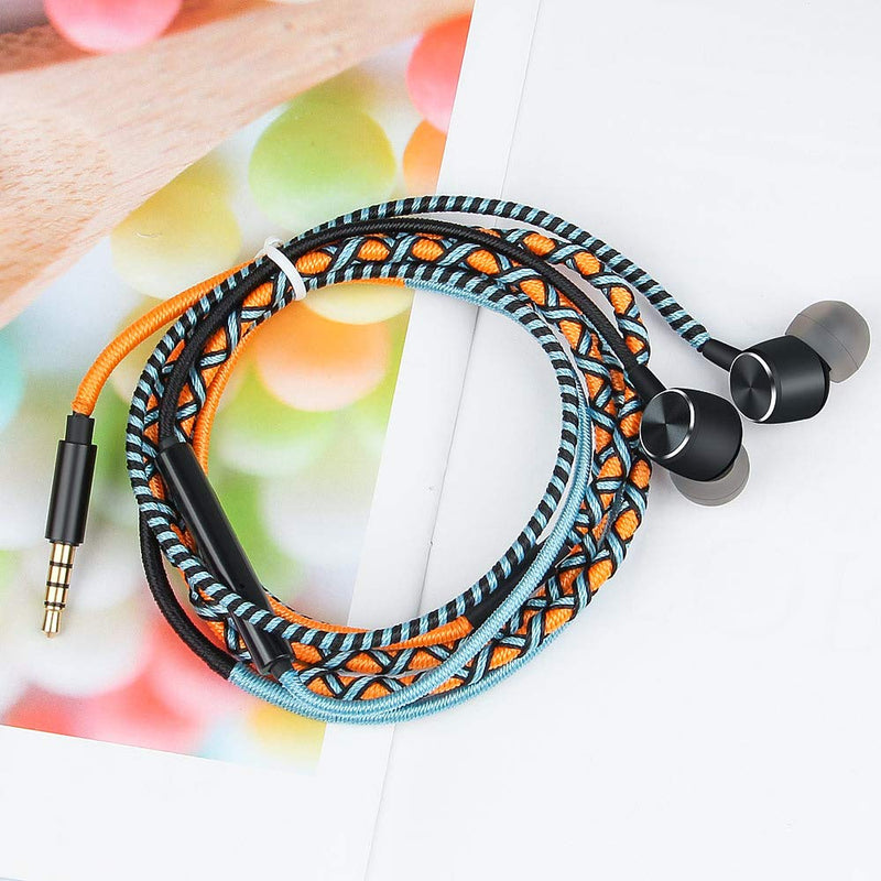 URIZONS Cute Earbuds Girls Headphones with Microphone for iPhone iPad iPod Mac Laptop Tablets Android Smartphones Handmade Fabric Braided Tribe Thread Wrapped Bracelet Style (Orange) Orange - LeoForward Australia