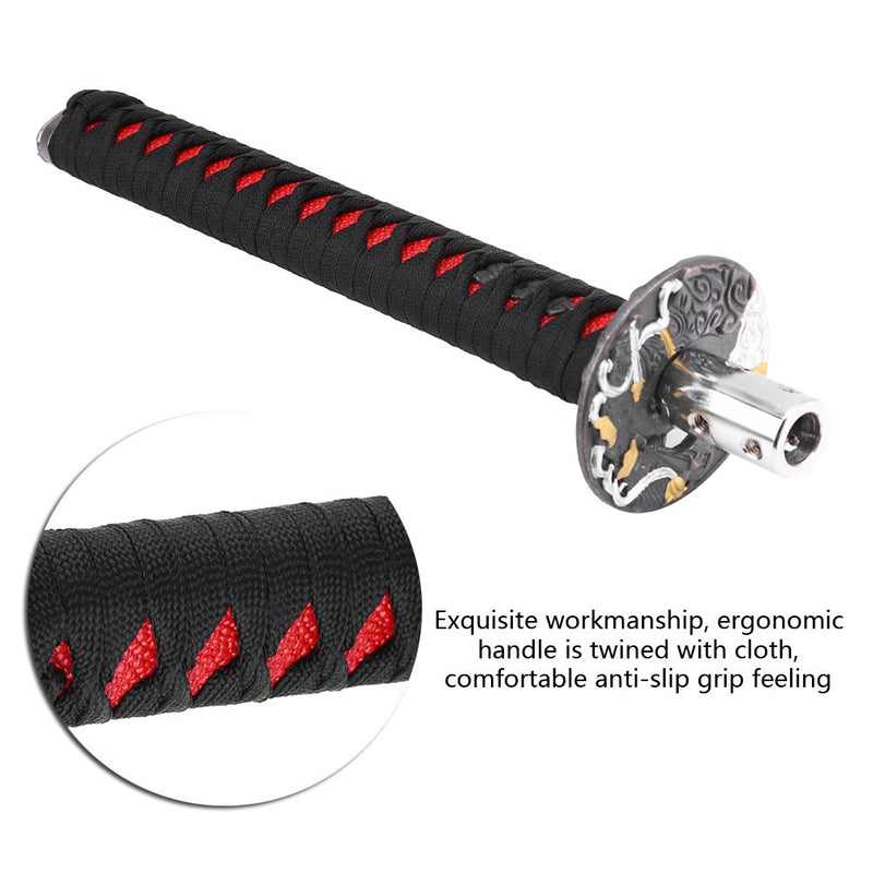  [AUSTRALIA] - Suuonee Gear Shifter, Universal Japanese Sword Car Gear Shift Lever Knob Shifter with 4 Adapters (Black + Red) Black + Red