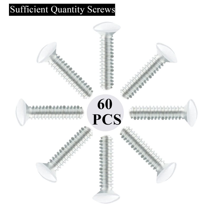  [AUSTRALIA] - Taezn 60 Packs Wall Plate Screws, 1/2 Inch Long 6-32 Thread White Screws for Wall Plates Perfect Replacement for Outlet Cover Screws,Switch Plate Screws, Light Switch Plate Screws, etc. 1/2", 60 pcs