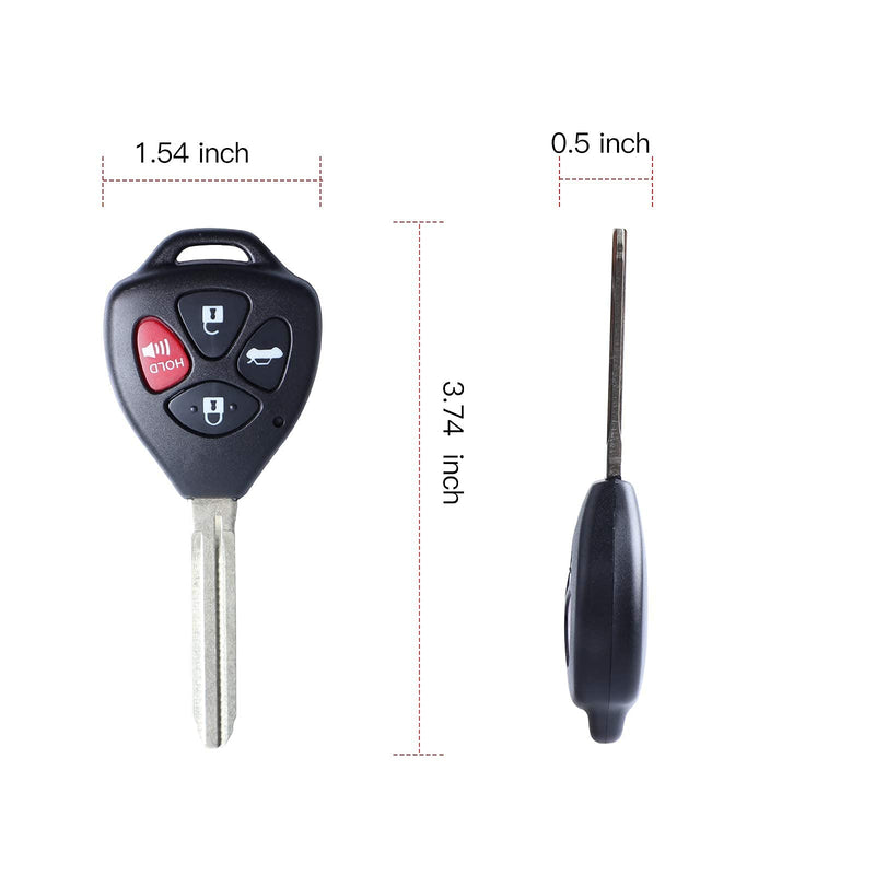 Remote Key Fob Uncut Blade for 2007 2008 2009 2010 2011 Toyota Camry LE HYQ12BBY 4D67 Chip 314.4Mhz Set of 2 - LeoForward Australia