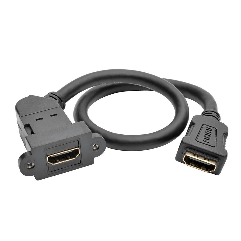 Tripp Lite High-Speed HDMI with Ethernet All-in-One Keystone/Panel Mount Coupler Cable (F/F), Angled Connector, 1 ft. (P164-001-KPA-BK) - LeoForward Australia