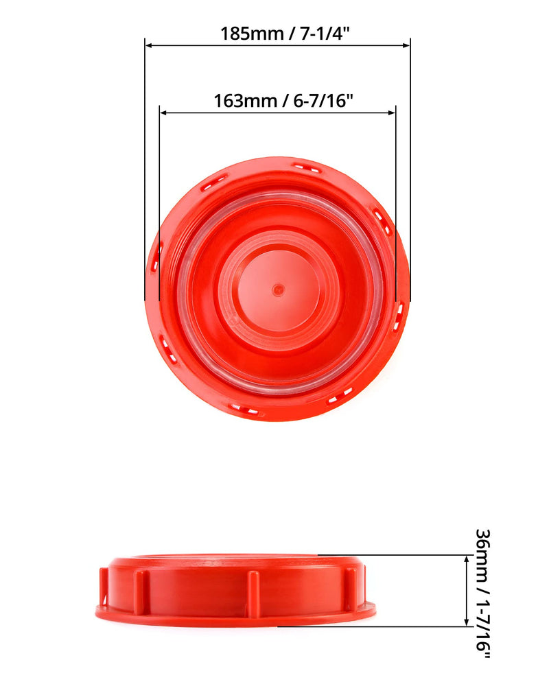  [AUSTRALIA] - QWORK IBC Tote Lid Cover, 6.5" IBC Tank Water Liquid Tank Cap for Chemical, Food, Industries Storage, Red, 2 Pack Red #B