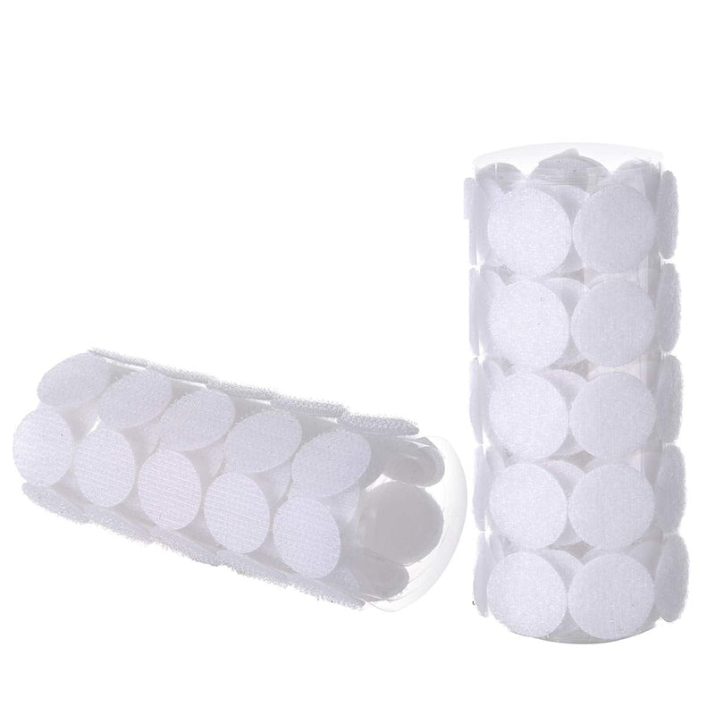  [AUSTRALIA] - BQS White Sticky Back Coins Hook and Loop Self Adhesive Dots Tapes 100 Pairs (1" Diameter) 1" Diameter
