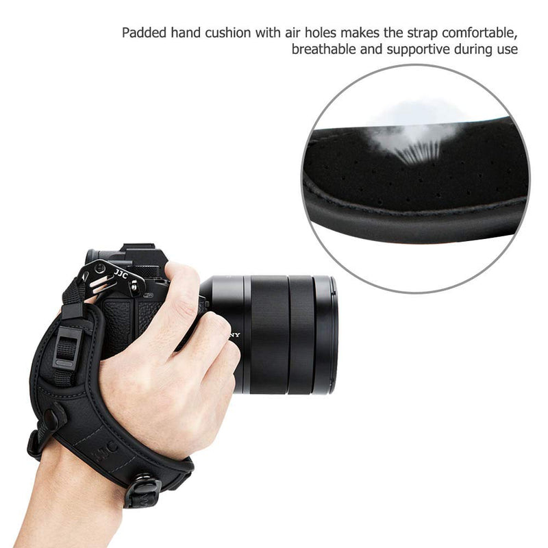  [AUSTRALIA] - JJC Deluxe Mirrorless Camera Hand Grip Strap for Sony A7IV A7III A7II A7 A1 A7C A7RIV A7RIII A7RII A7R A7SIII A7SII A9II A9 A6600 A6500 A6400 A6300 A6100 A6000 Panasonic G7 G9 G95 G85 S5 S1 S1R & More Black Thread