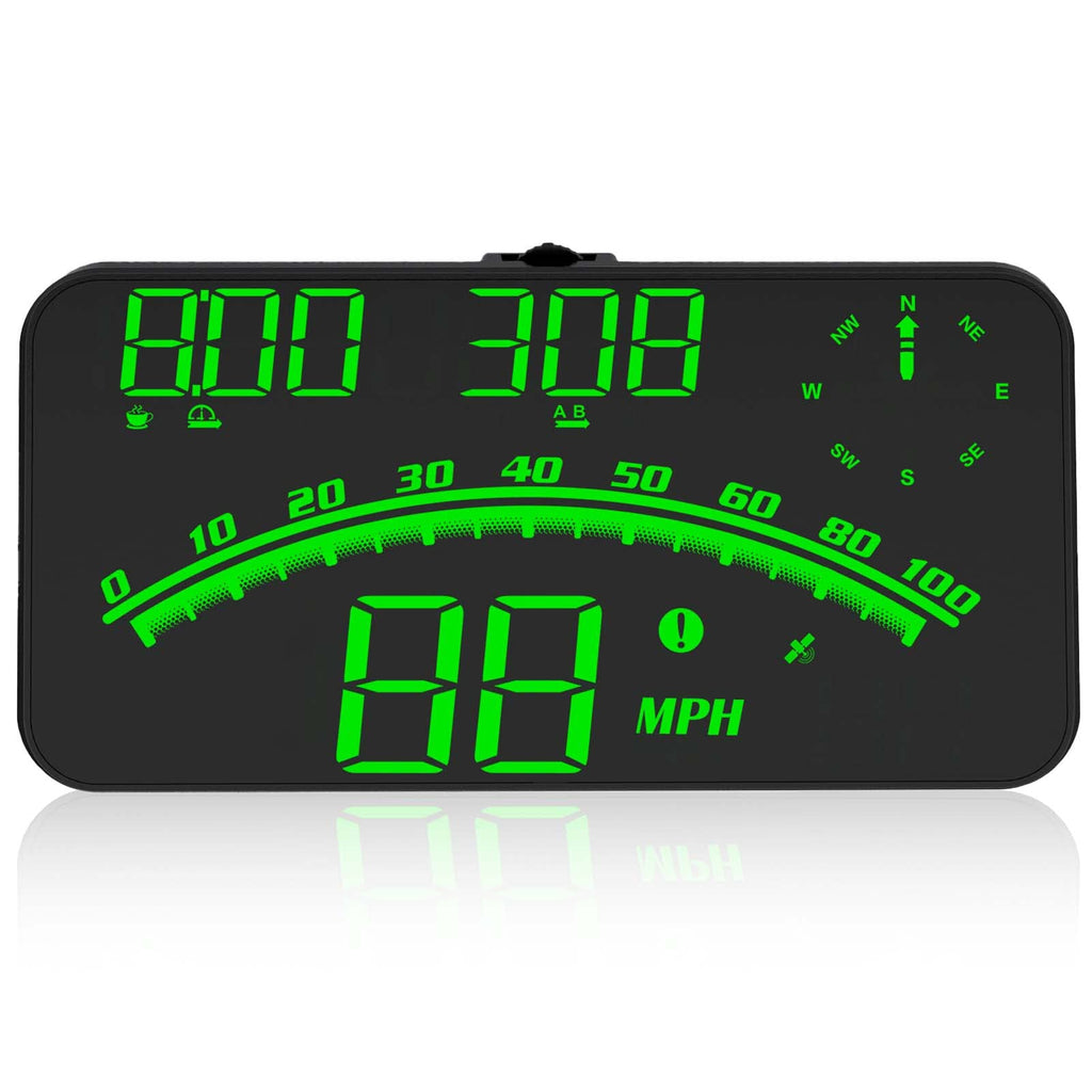  [AUSTRALIA] - ACECAR Digital GPS Speedometer, Universal Car HUD Head Up Display with Speed MPH, Compass Direction, Fatigue Driving Reminder, Driving Distance, Altitude, Overspeed Alarm HD Display, for All Vehicle G10-Green
