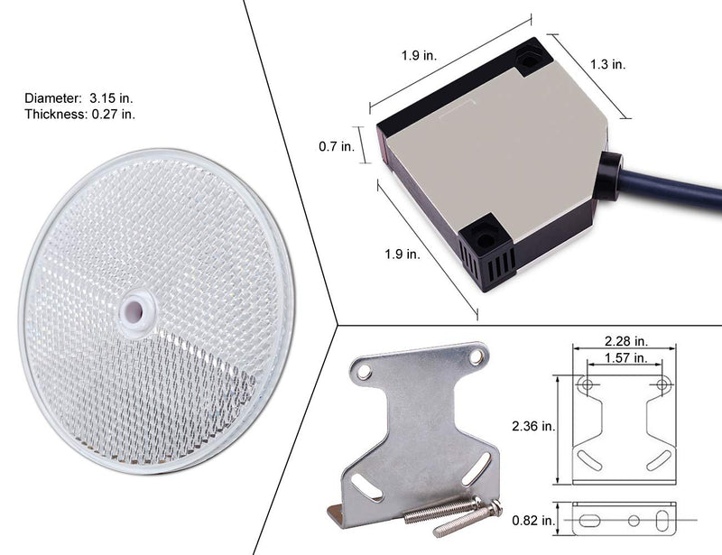  [AUSTRALIA] - Mageway Indoor E3JK-R4M1 Retro-Reflective Photoelectric Beam Sensor 12-240VDC 24-240VAC Infrared Sensor Switch Proximity Switch 6FT Cable Induction 4M