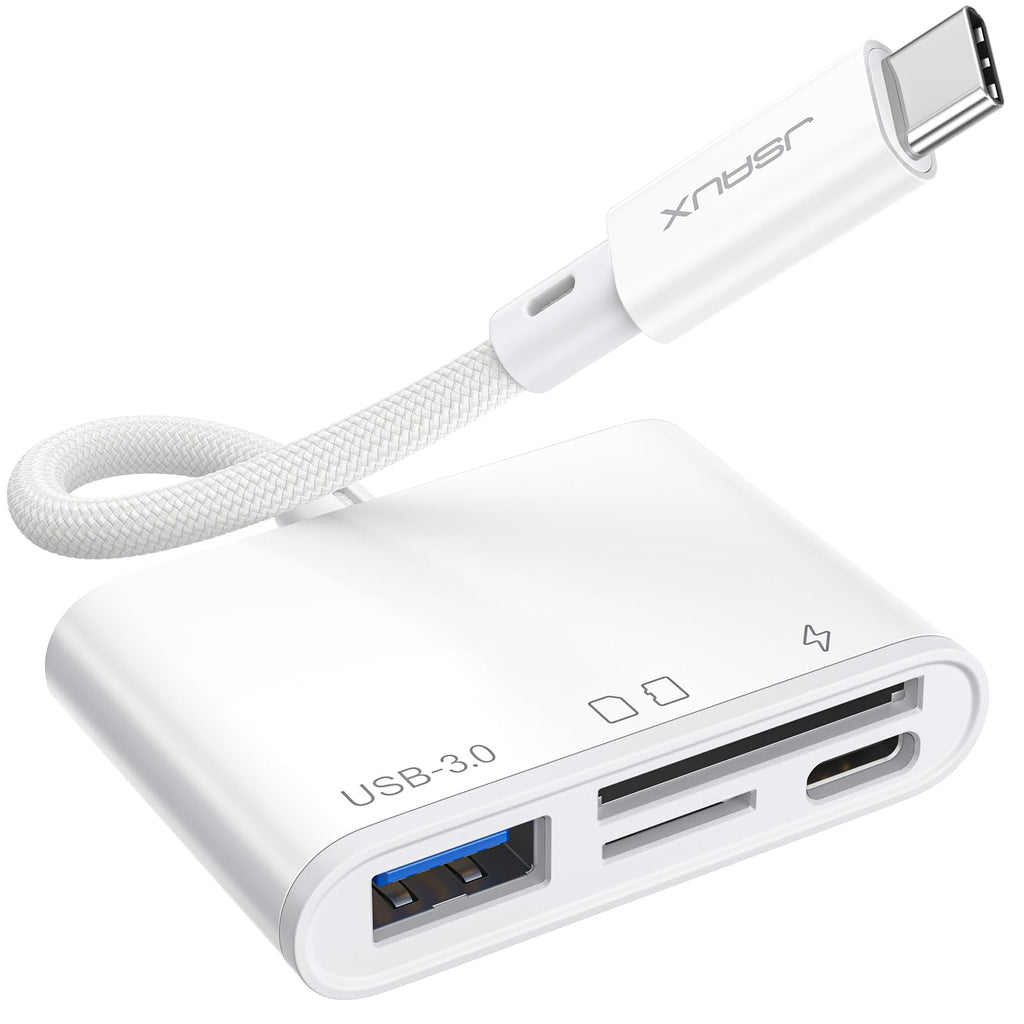  [AUSTRALIA] - SD Card Reader with USB 3.0 Port & Charging Port | JSAUX 4-in-1 USB C to Micro SD Memory Card Reader | Support SD, Micro SD, SDXC, SDHC, MMC Compatible with iPad Pro, MacBook Pro/Air, Galaxy S8 to S23